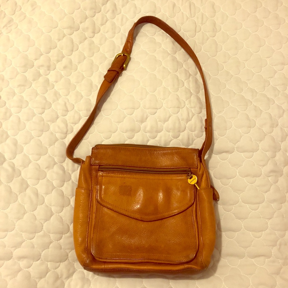Vintage Fossil Brown Leather Shoulder Bag